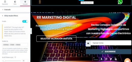 Como-poner-Menú-Sticky-WordPress-Elementor
